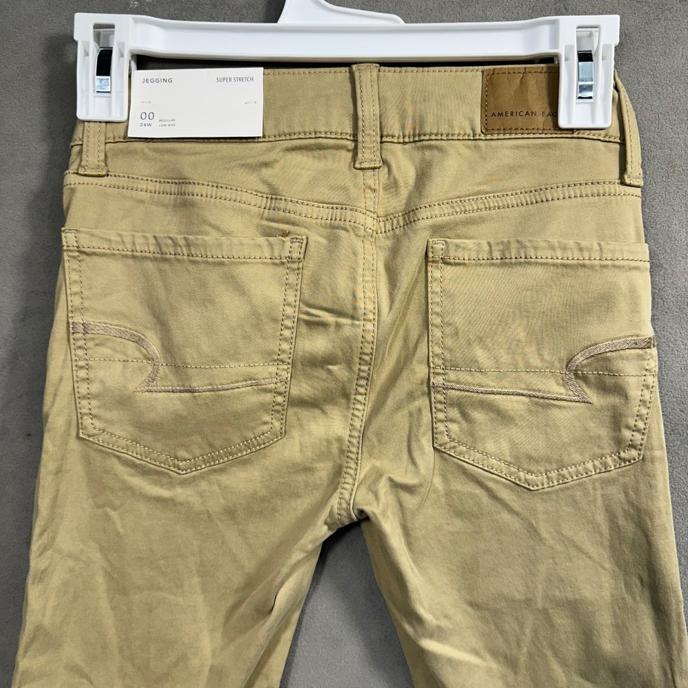 American‎ Eagle Jeggings Womens 00 Khaki Tan Super Stretch Low Rise Excellent - Picture 6 of 8